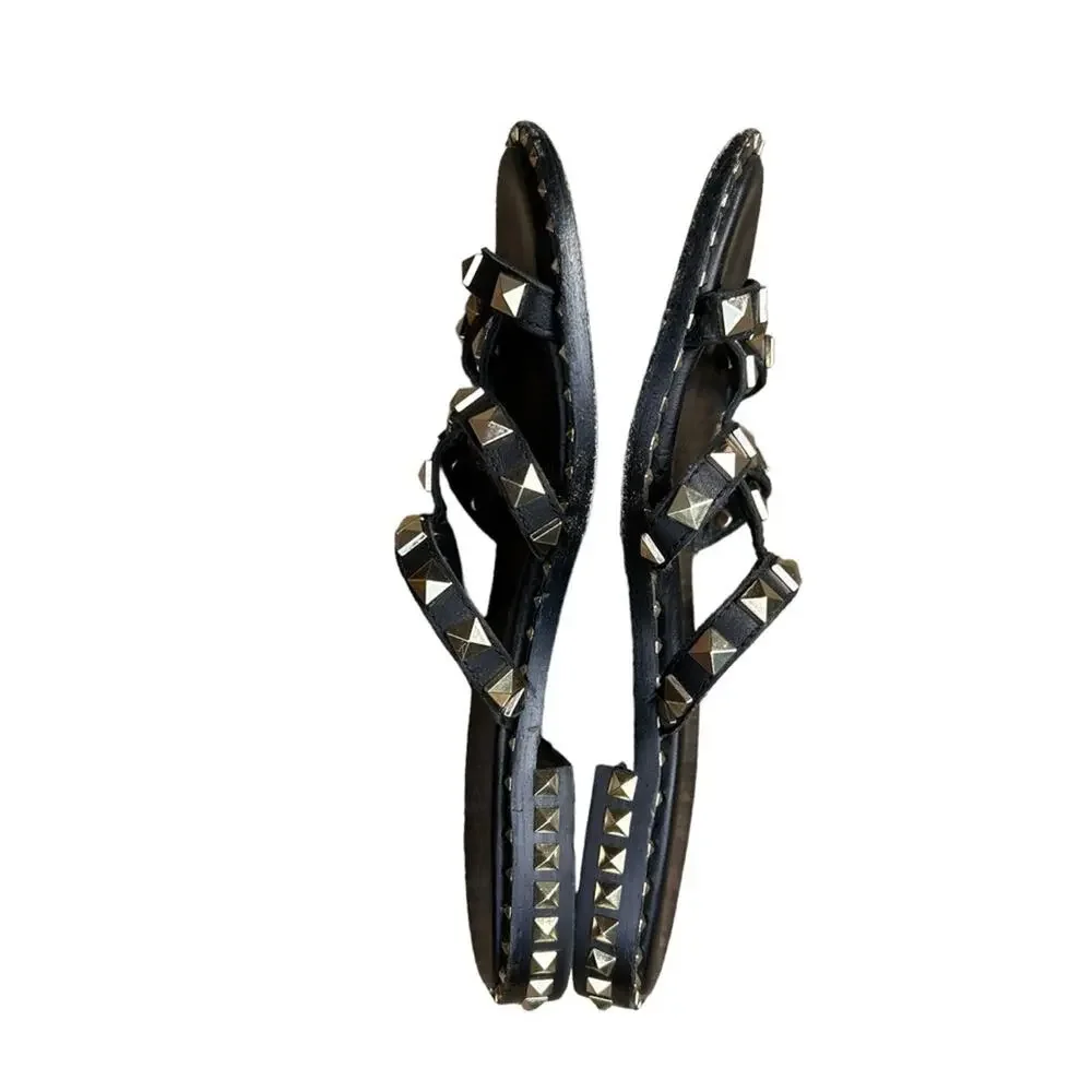 ASH Black & Gold Studded sandals size 37 US Size 6.5/7 GUC